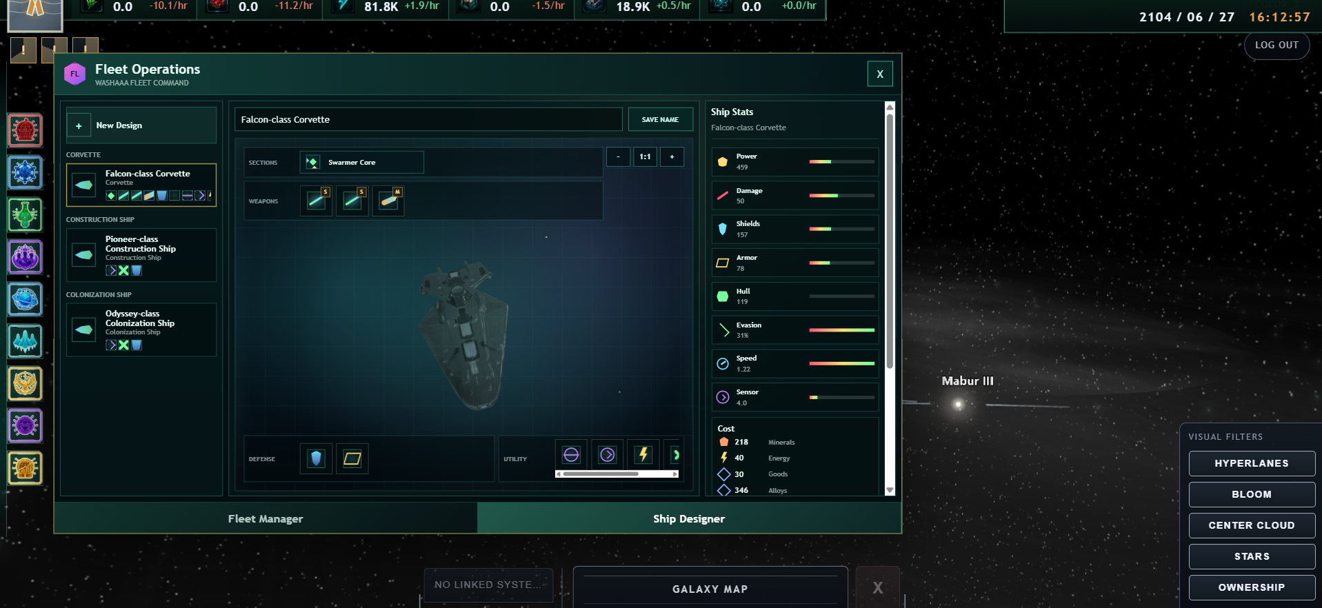 Ship designer panel