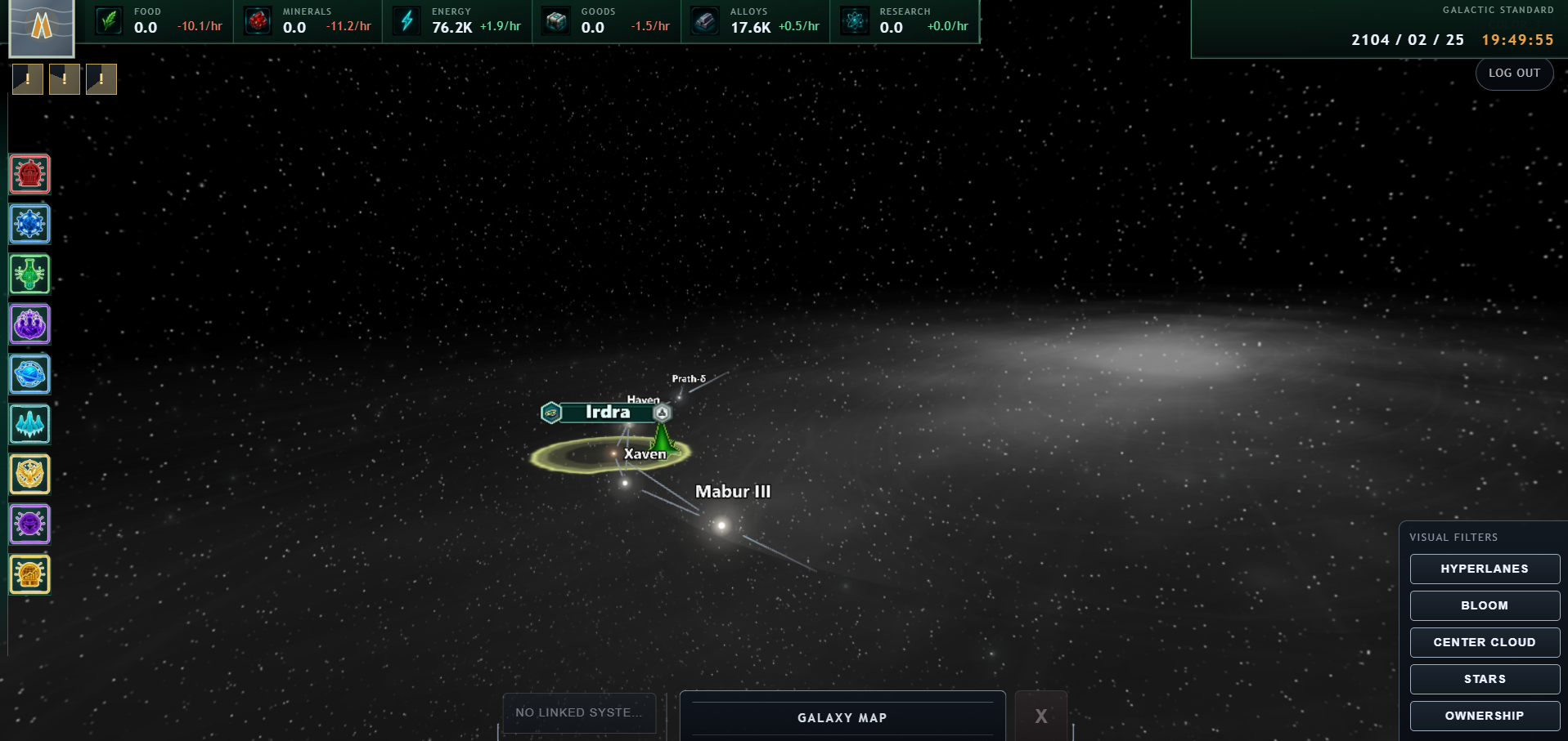 Galaxy map — unexplored at game start